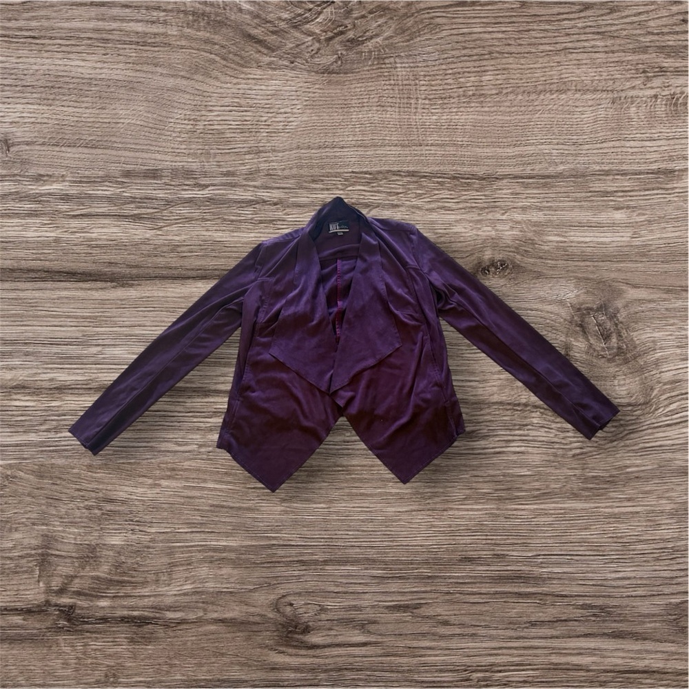 KUT from the Kloth Faux Suede Draped Open Lightweight Blazer Burgundy size XS